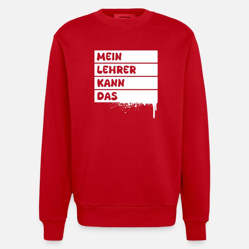 Gift for Teacher - Heavyweight Oversized Organic Crew Neck Made in EU - red
