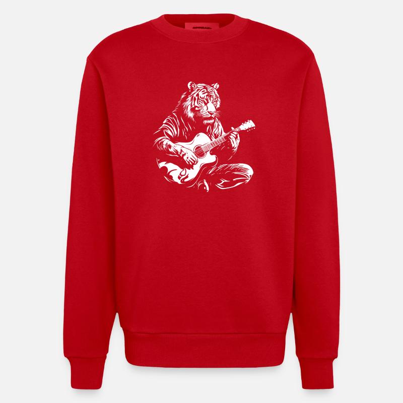 Tiger Guitar Music - Sweat bio épais oversize fabriqué en UE - rouge