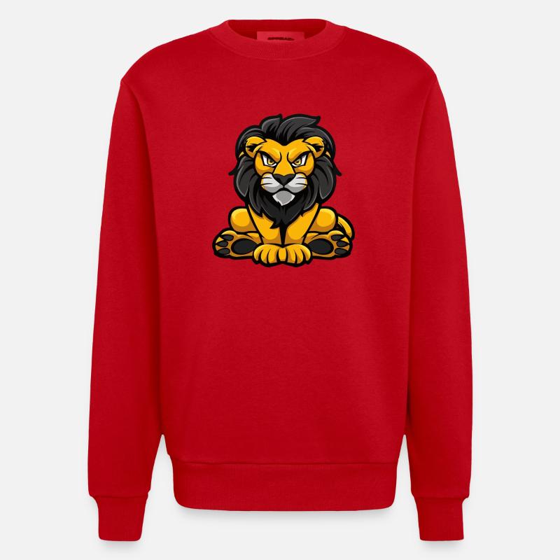 Löwe Comic - Heavyweight Oversized Organic Crew Neck Made in EU - Rot