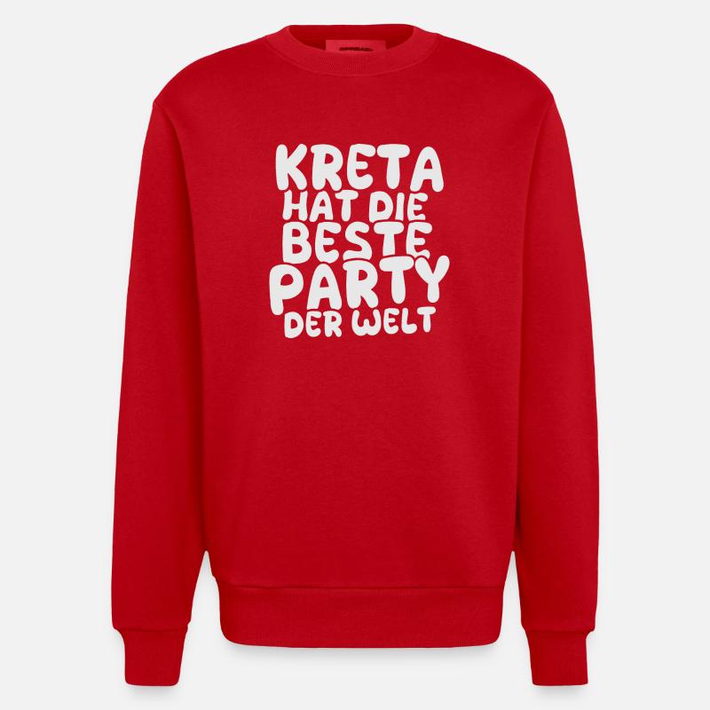 Destination de vacances Crète - Sweat bio épais oversize fabriqué en UE - rouge