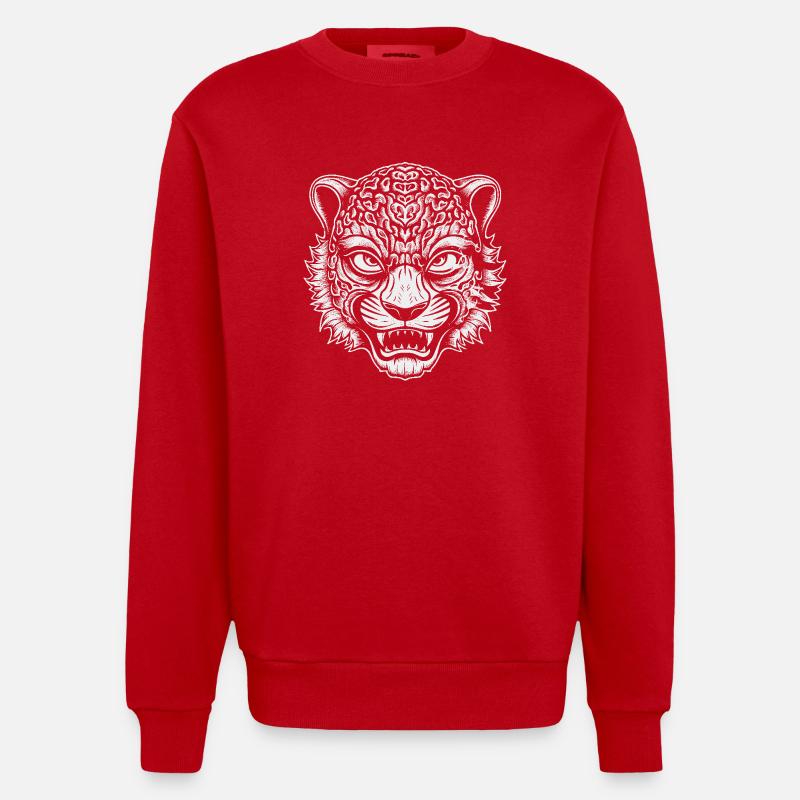 Masque de jaguar - Sweat bio épais oversize fabriqué en UE - rouge