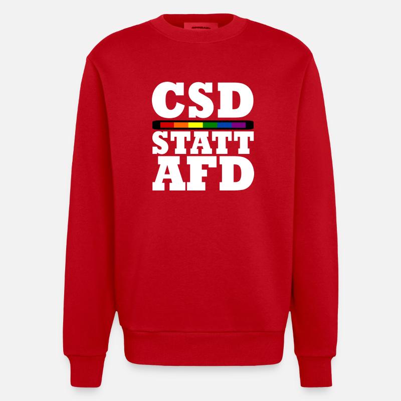 Csd statt afd - Heavyweight Oversized Organic Crew Neck Made in EU - Rot