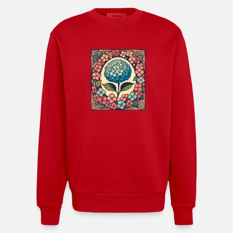 Hydrangea - Heavyweight Oversized Organic Crew Neck Made in EU - red