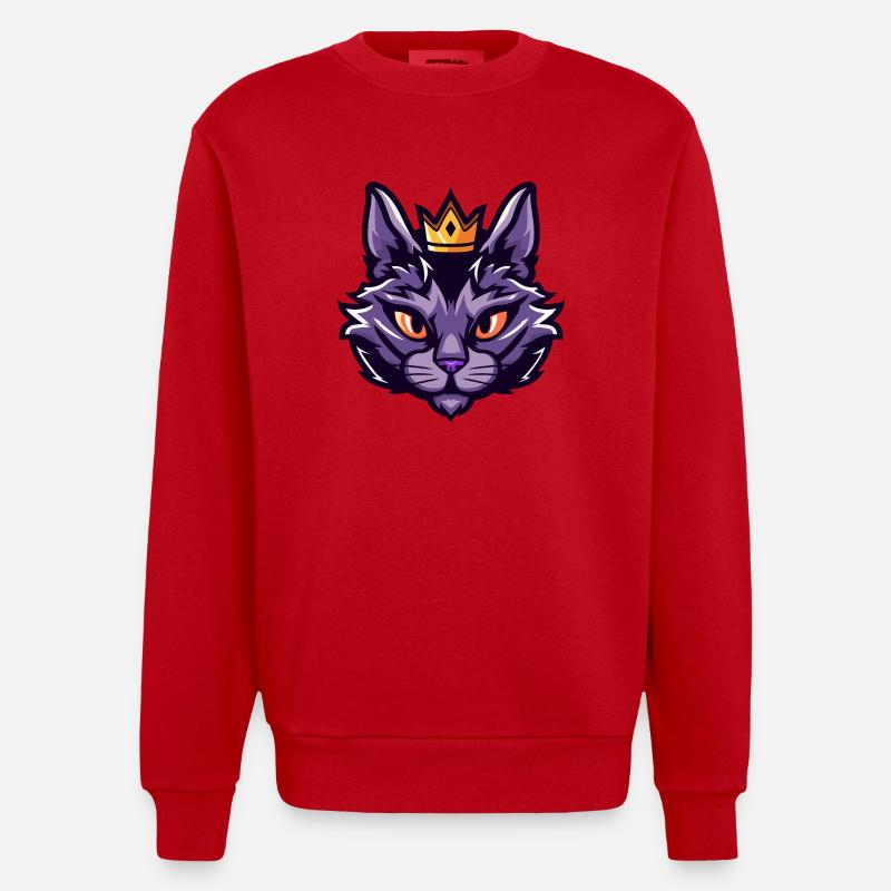 Couronne de symbole de chat - Sweat bio épais oversize fabriqué en UE - rouge