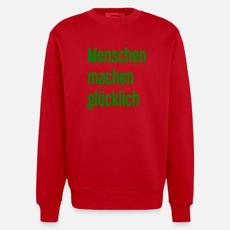 Menschen machen glücklich – Positives Statement - Heavyweight Oversized Organic Crew Neck Made in EU - Rot