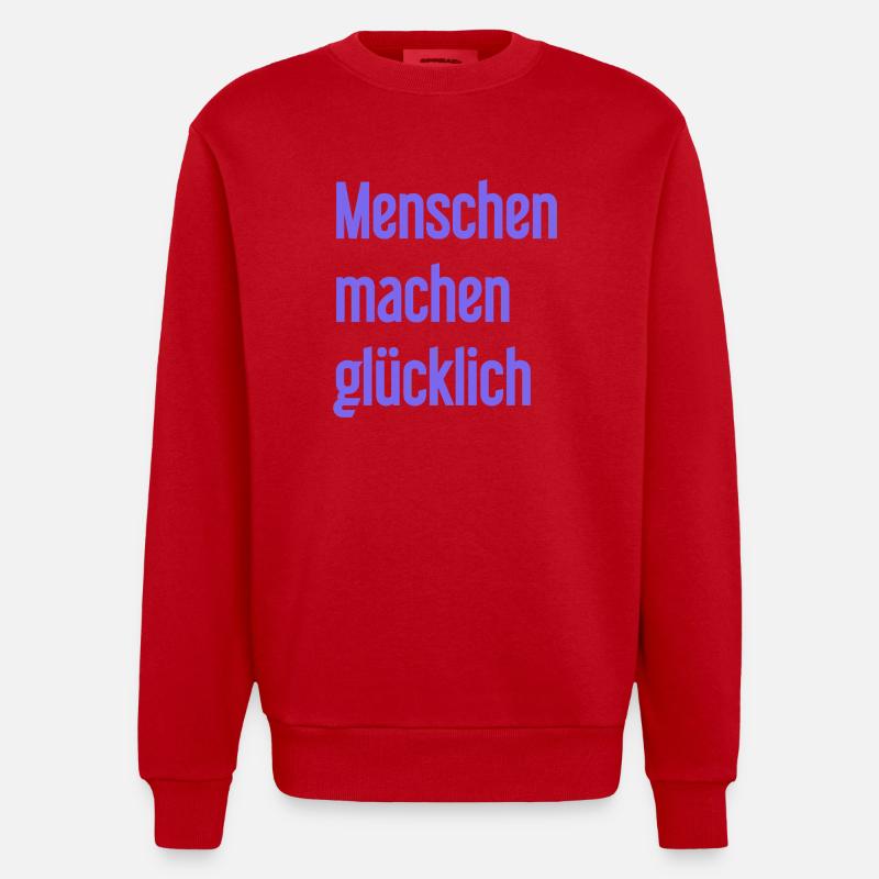 Menschen machen glücklich – Positives Statement - Heavyweight Oversized Organic Crew Neck Made in EU - Rot