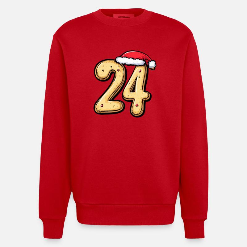 24 Numéro Noël - Sweat bio épais oversize fabriqué en UE - rouge