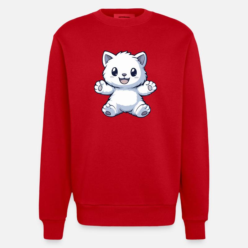 Doudou - chat - Sweat bio épais oversize fabriqué en UE - rouge