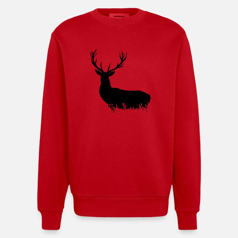 Deer - Hirsch - Heavyweight Oversized Organic Crew Neck Made in EU - Rot