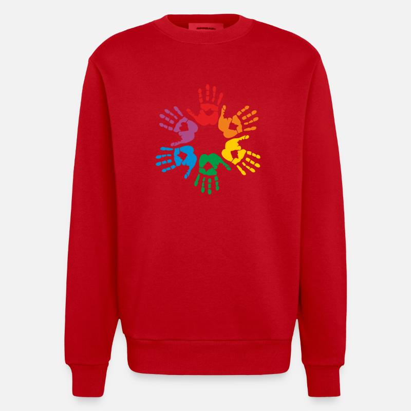 Rainbow hands - Sweat bio épais oversize fabriqué en UE - rouge