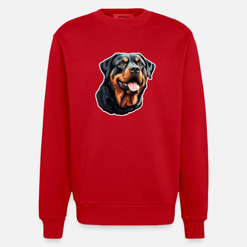 Rottweilerkopf - Sweat bio épais oversize fabriqué en UE - rouge