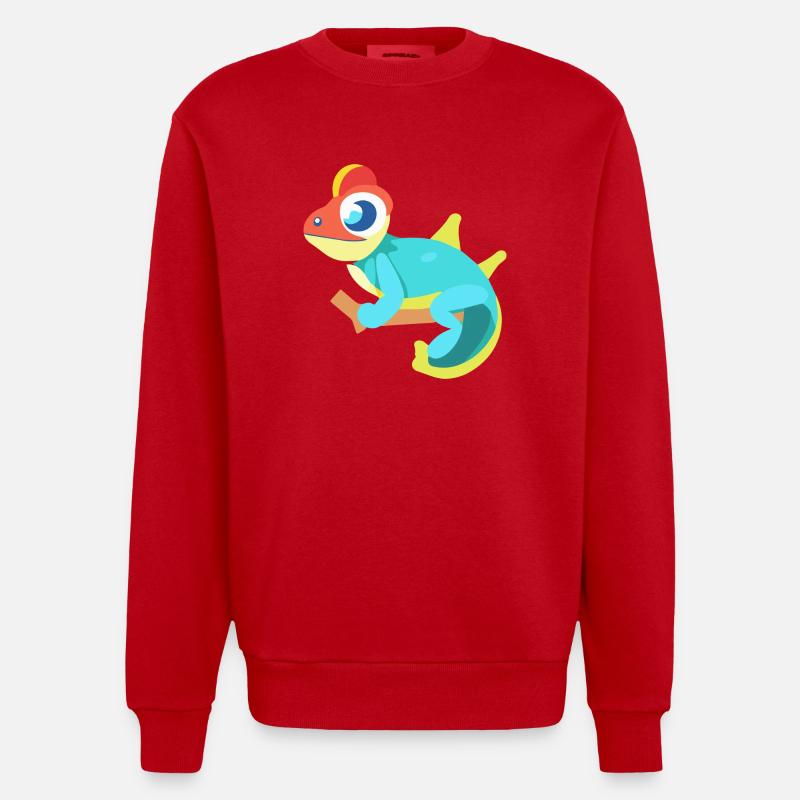 Buntes Chamäleon - Heavyweight Oversized Organic Crew Neck Made in EU - Rot