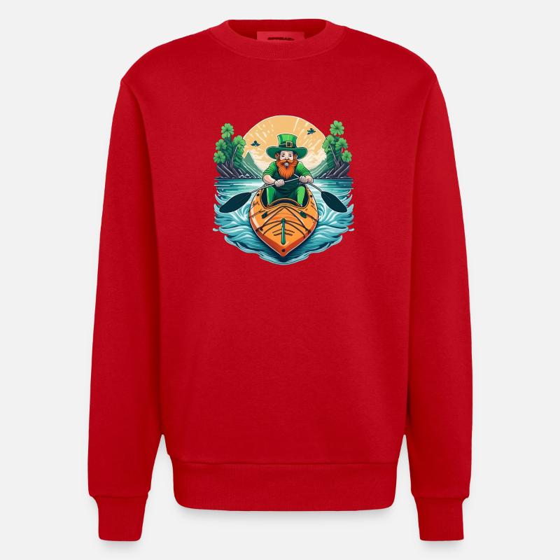 Kayak Trèfle de la Saint-Patrick - Sweat bio épais oversize fabriqué en UE - rouge