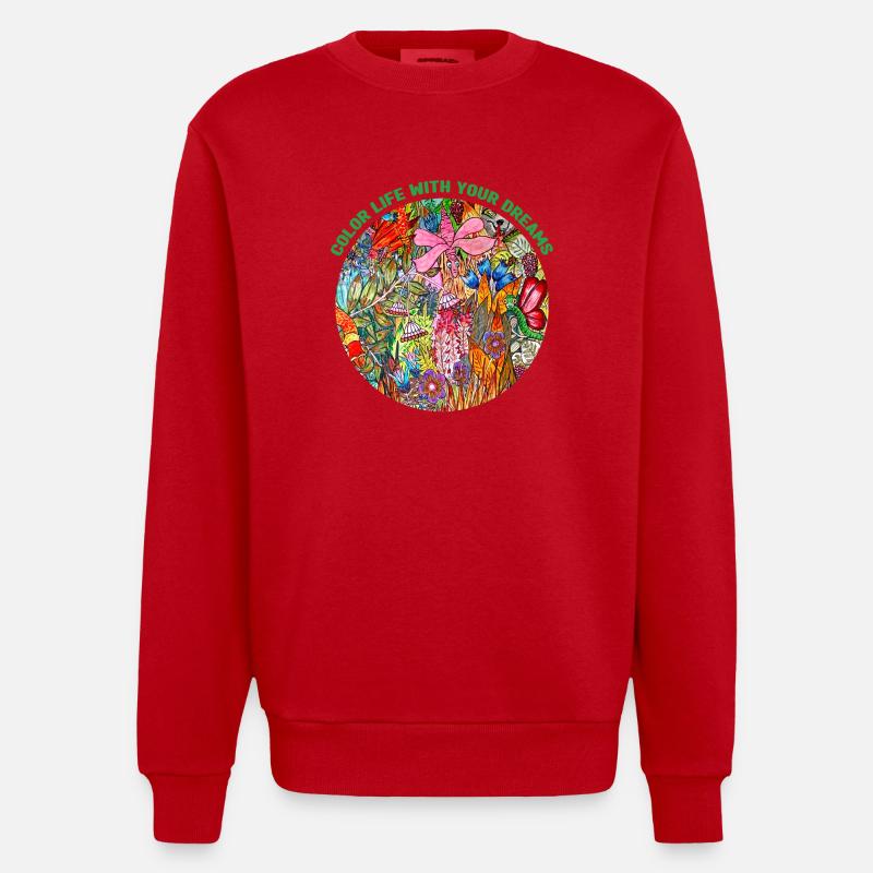 Farblebensdauer - Heavyweight Oversized Organic Crew Neck Made in EU - Rot