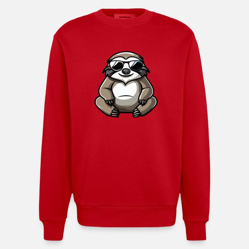 Sloth Comic Cool - Heavyweight Oversized Organic Crew Neck Made in EU - red