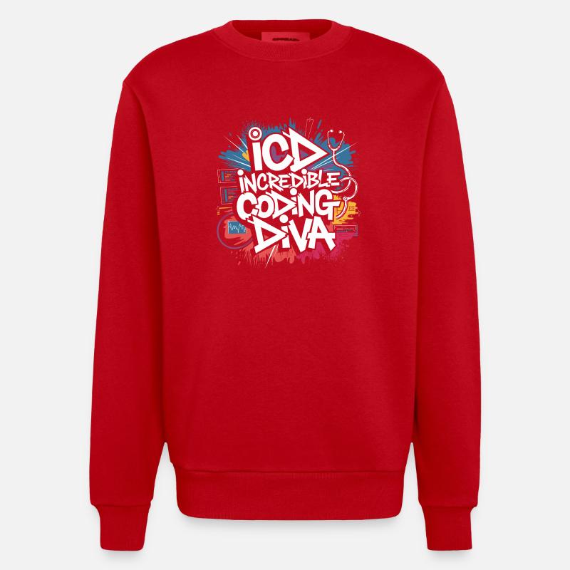 Leidenschaftliche Codierkunst - Heavyweight Oversized Organic Crew Neck Made in EU - Rot