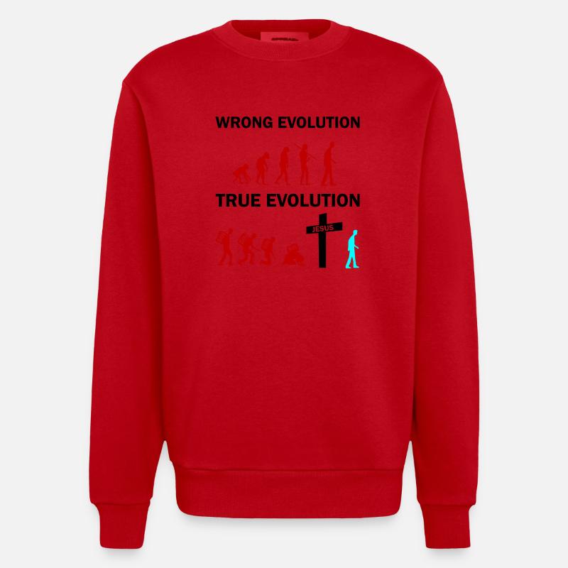 true evolution jesus - Heavyweight Oversized Organic Crew Neck Made in EU - red