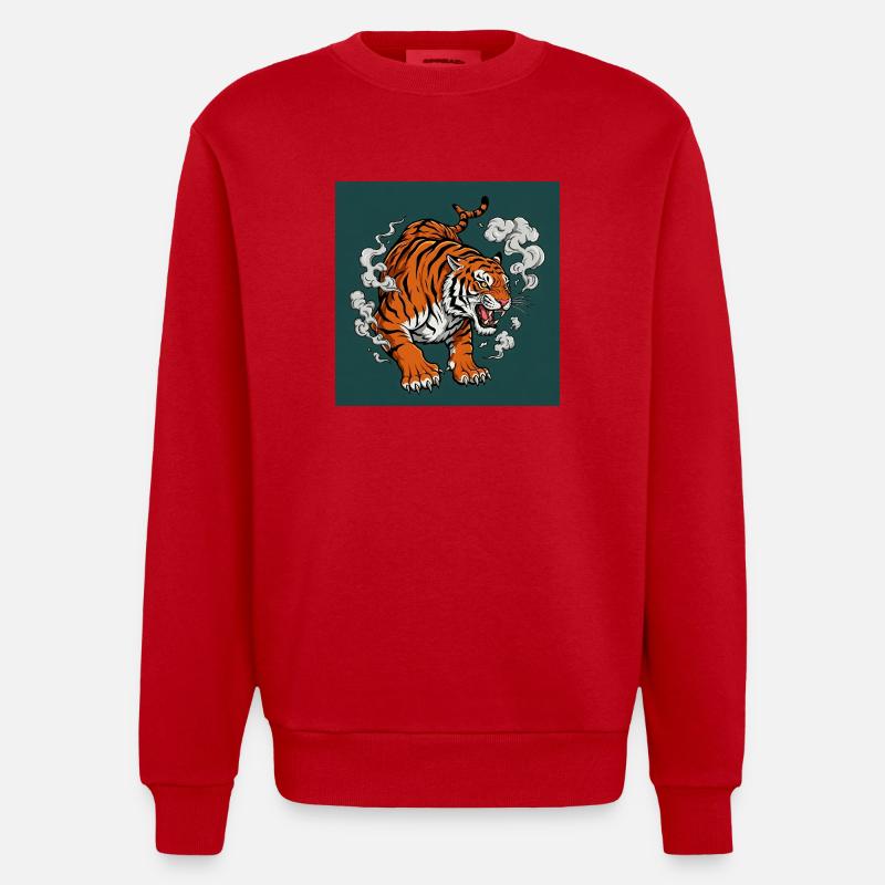 Gefährlicher Tiger - Comic Vibes - Heavyweight Oversized Organic Crew Neck Made in EU - Rot