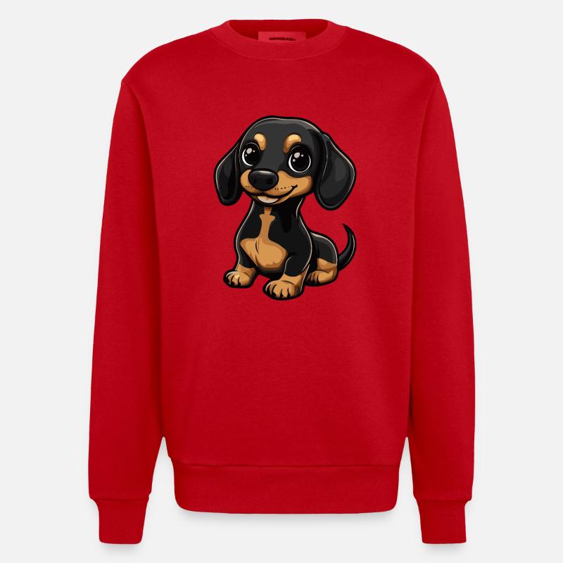 Teckel BadgerDog Cute - Sweat bio épais oversize fabriqué en UE - rouge