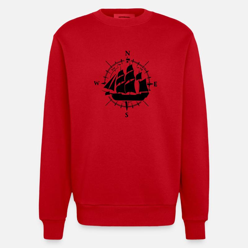 Segelschiff - Heavyweight Oversized Organic Crew Neck Made in EU - Rot