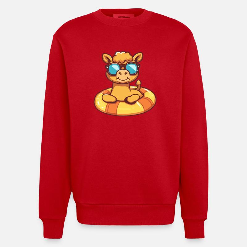 Kamel Sommer Comic - Heavyweight Oversized Organic Crew Neck Made in EU - Rot