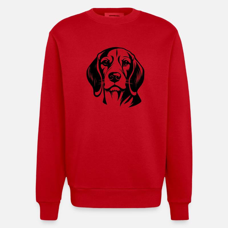 Tête de chien Beagle - Sweat bio épais oversize fabriqué en UE - rouge