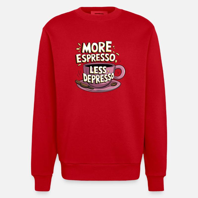 Espresso, Coffee, Kaffee, Latte, Geschenkidee - Heavyweight Oversized Organic Crew Neck Made in EU - Rot