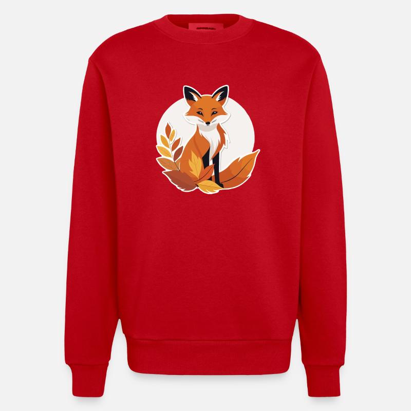 Fuchs im Herbst #8 - Heavyweight Oversized Organic Crew Neck Made in EU - Rot
