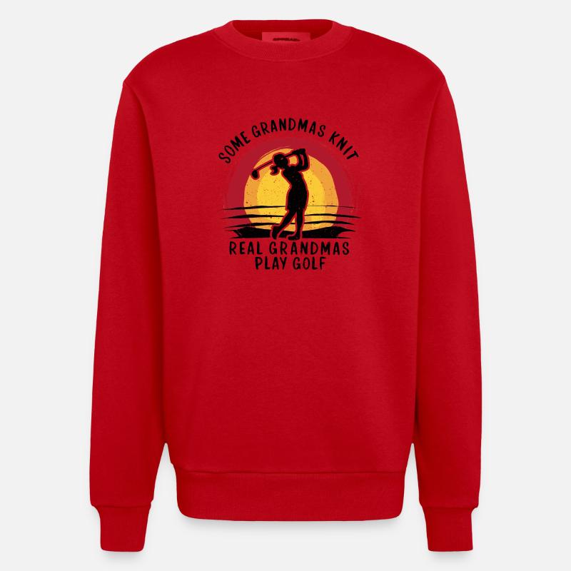 Golfende Großmutter – echte Power! - Heavyweight Oversized Organic Crew Neck Made in EU - Rot