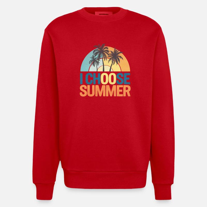 choose summer - vacances d'été - Sweat bio épais oversize fabriqué en UE - rouge