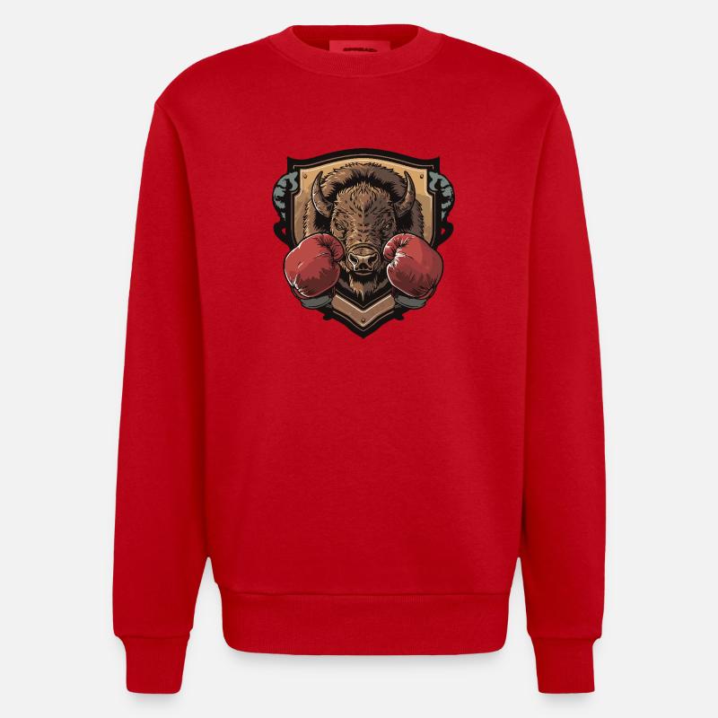 Bison Boxer MMA - Sweat bio épais oversize fabriqué en UE - rouge