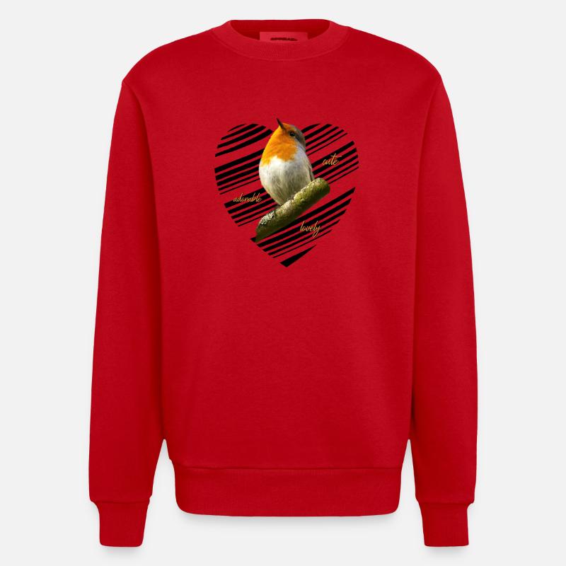 Rotkehlchen Singvogel - Heavyweight Oversized Organic Crew Neck Made in EU - Rot
