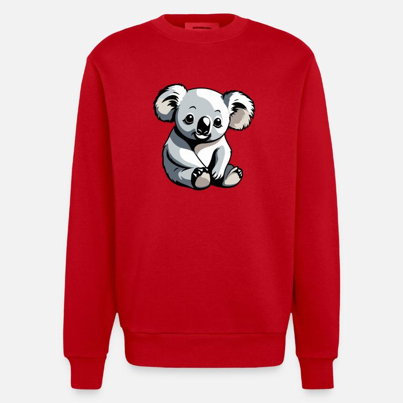 Koala - Design d’animal mignon - Sweat bio épais oversize fabriqué en UE - rouge