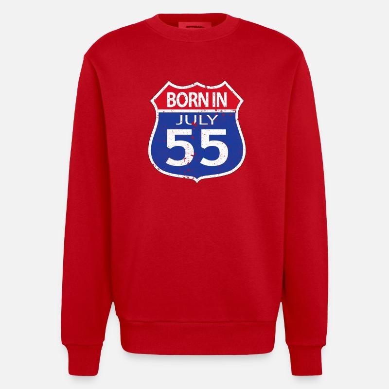 Geboren im Juli 1955 - Heavyweight Oversized Organic Crew Neck Made in EU - Rot