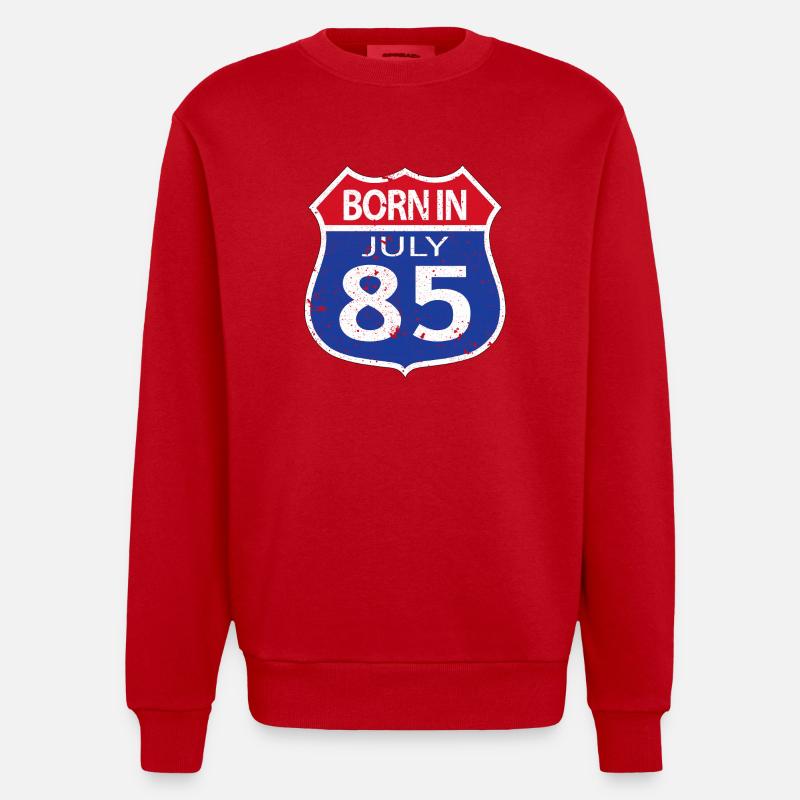 Born in July 1985 - Heavyweight Oversized Organic Crew Neck Made in EU - red