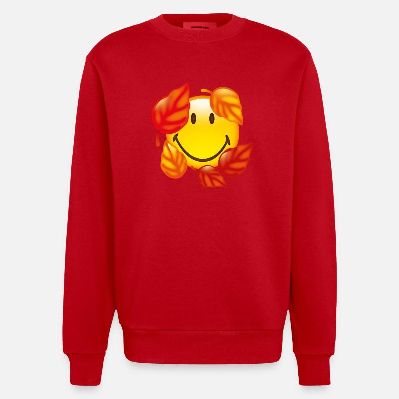 Smiley Autumn - Sweat bio épais oversize fabriqué en UE - rouge