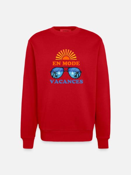 En mode vacances d été - Sweat bio épais oversize fabriqué en UE - rouge