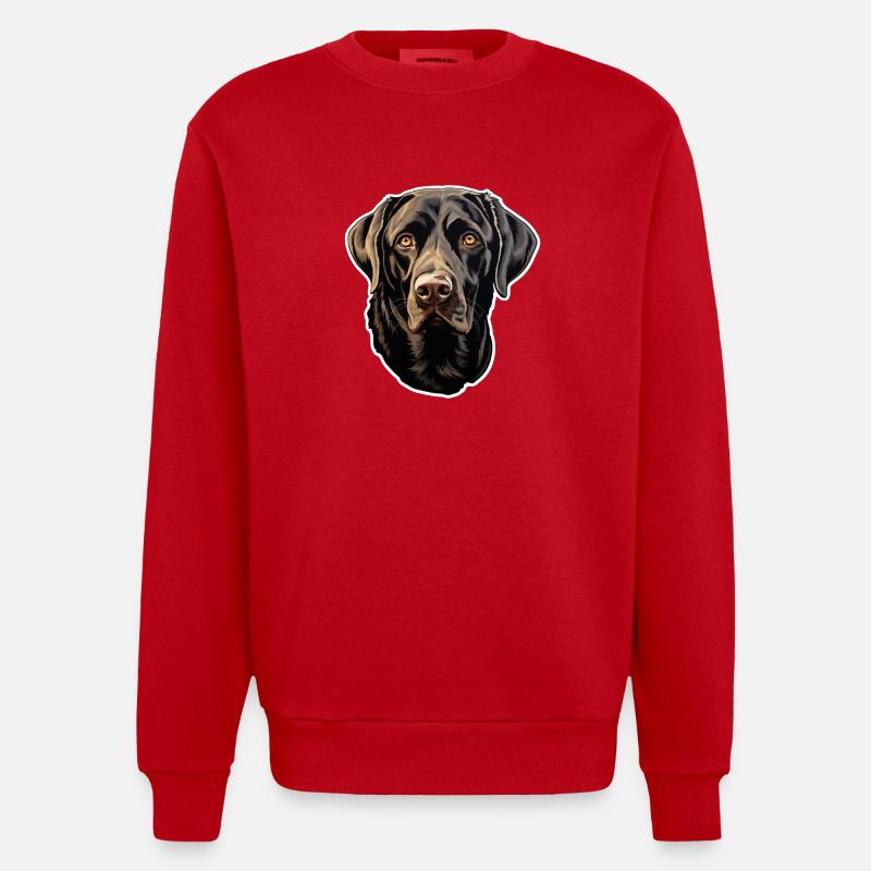 Labrador Retriever - Heavyweight Oversized Organic Crew Neck Made in EU - red