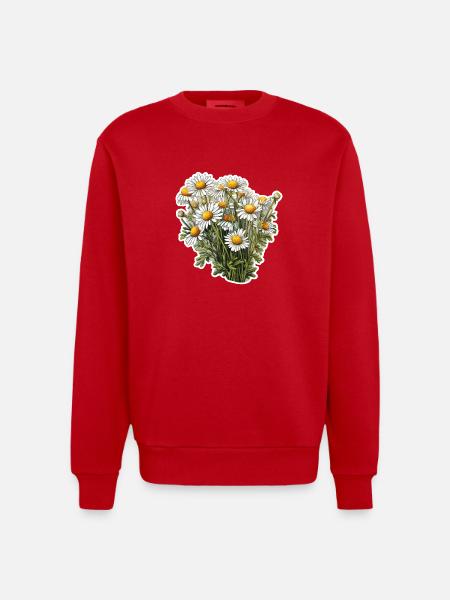 Chamomile bush - Heavyweight Oversized Organic Crew Neck Made in EU - red