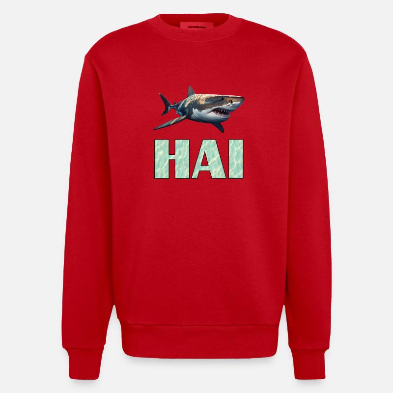 Grand requin blanc - Sweat bio épais oversize fabriqué en UE - rouge