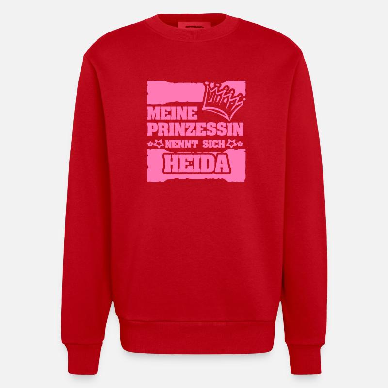 Mädchenname Heida - Heavyweight Oversized Organic Crew Neck Made in EU - Rot