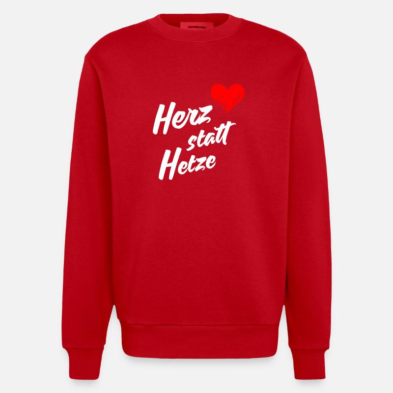 Herz statt Hetze - Heavyweight Oversized Organic Crew Neck Made in EU - Rot