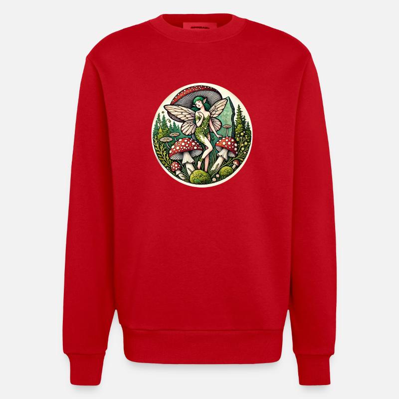 Fée champignon - Sweat bio épais oversize fabriqué en UE - rouge