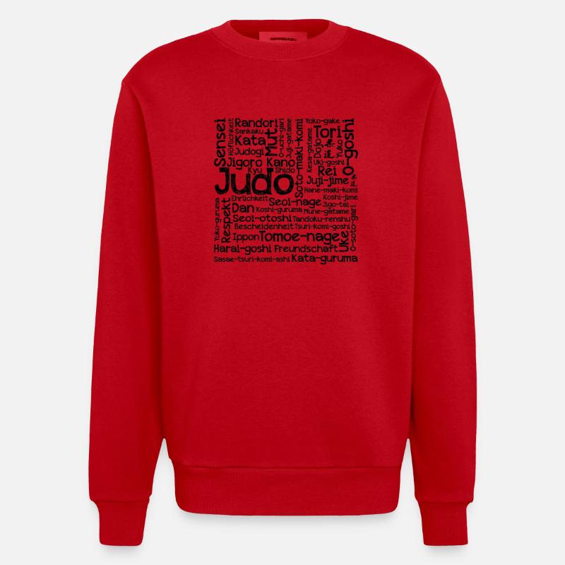 Judo Techniken - Heavyweight Oversized Organic Crew Neck Made in EU - Rot