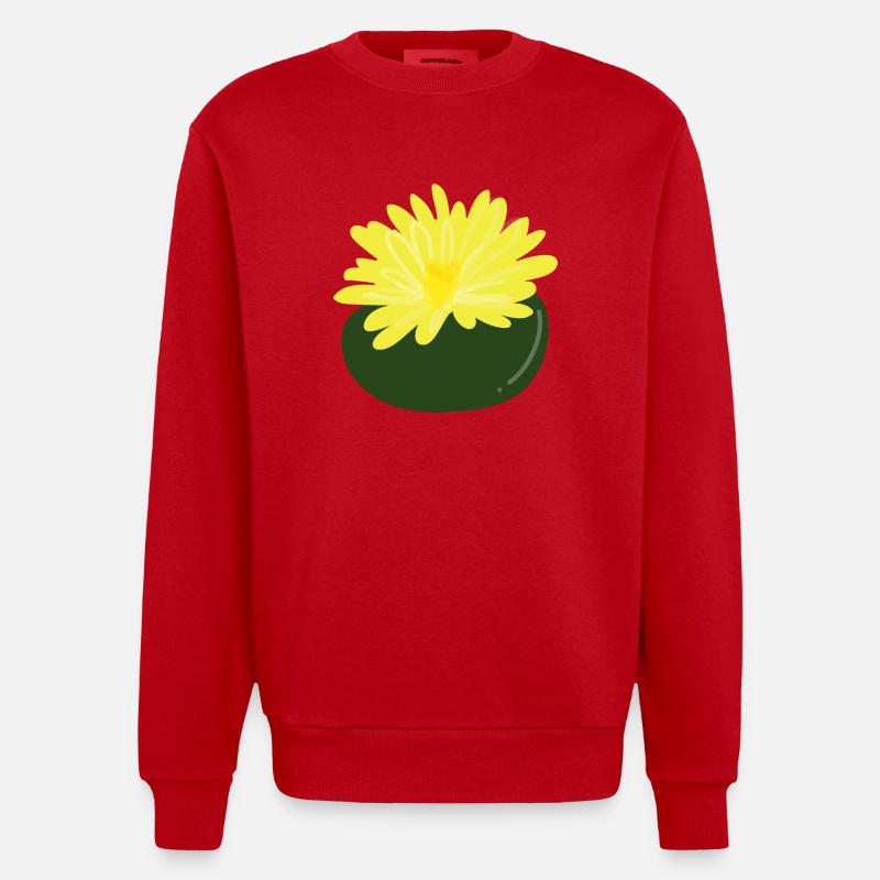 Lithops-Blüte1 - Heavyweight Oversized Organic Crew Neck Made in EU - Rot