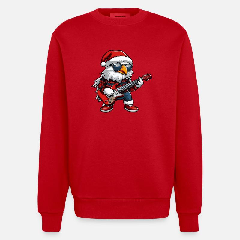 Guitare de Noël Eagle - Sweat bio épais oversize fabriqué en UE - rouge