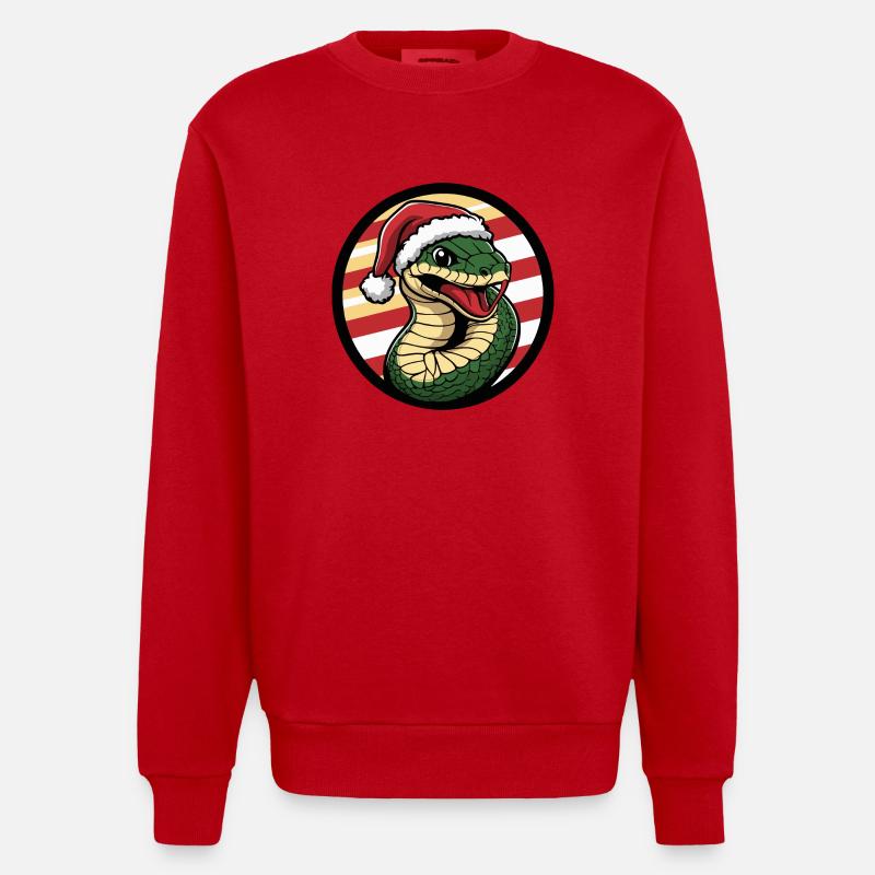 Serpent Cobra Animal de Noël - Sweat bio épais oversize fabriqué en UE - rouge