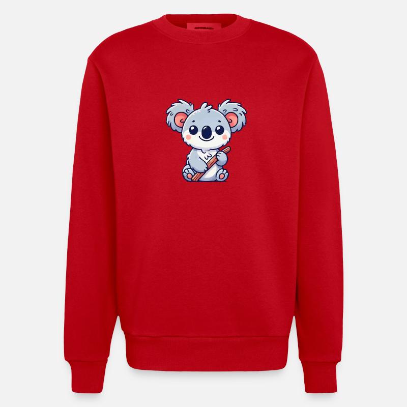 Bande dessinée Koala Bear - Sweat bio épais oversize fabriqué en UE - rouge