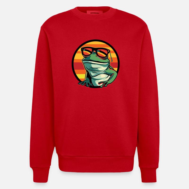 Grenouille Bande dessinée cool - Sweat bio épais oversize fabriqué en UE - rouge