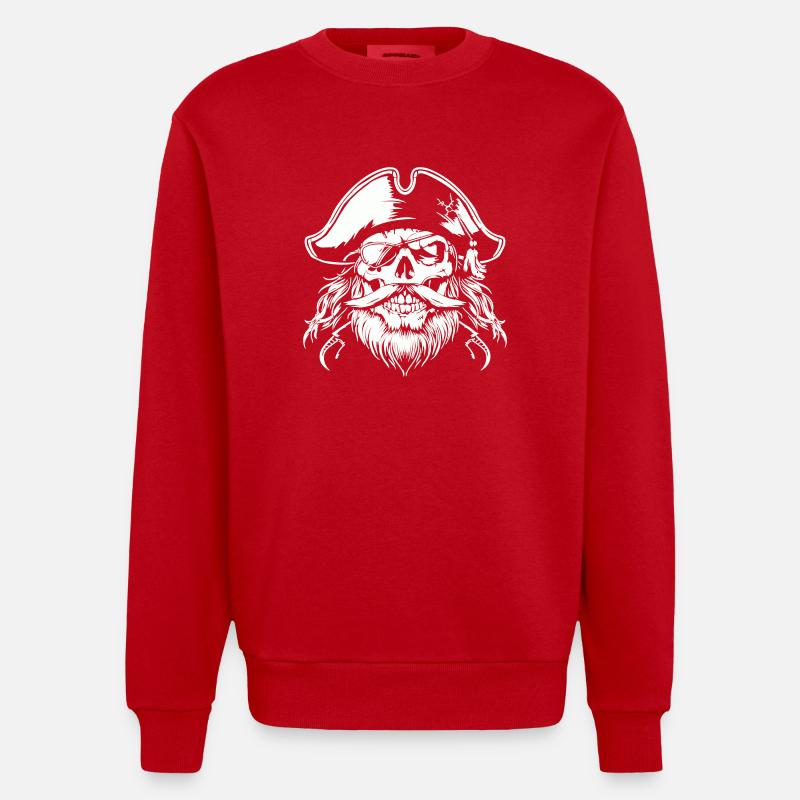 crâne de pirate - Sweat bio épais oversize fabriqué en UE - rouge